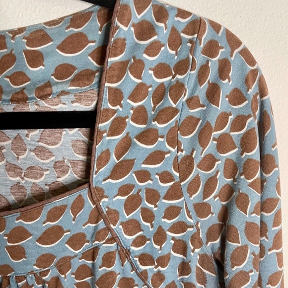 Boden Leaf Pattern 3/4 Sleeve Cotton Blend Blouse Size 12 - Picture 7 of 8